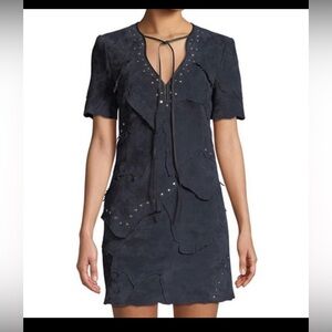 Coach Suede leather Fringe Mini Dress with Stud Detail